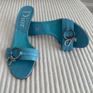 Dior Turquoise Women's Slide Sandals